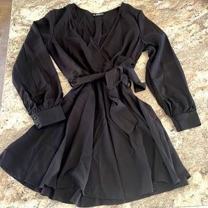 SHEIN Black Faux Wrap Mini Dress Small